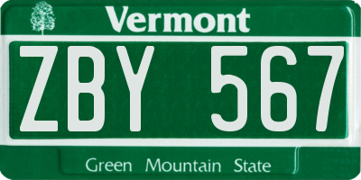 VT license plate ZBY567