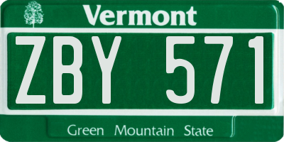VT license plate ZBY571