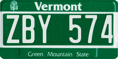 VT license plate ZBY574