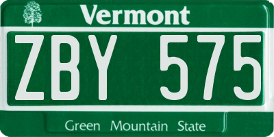 VT license plate ZBY575
