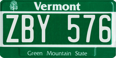 VT license plate ZBY576