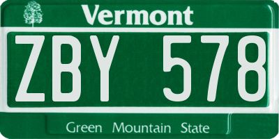 VT license plate ZBY578