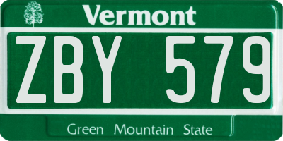 VT license plate ZBY579