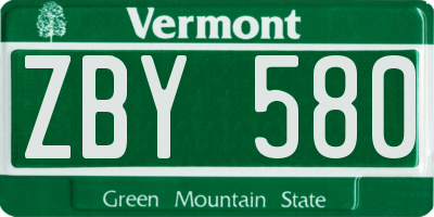 VT license plate ZBY580