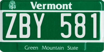 VT license plate ZBY581