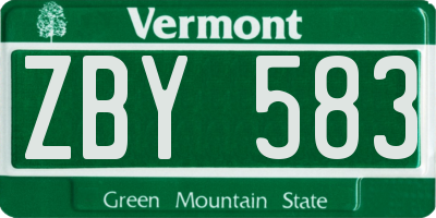 VT license plate ZBY583