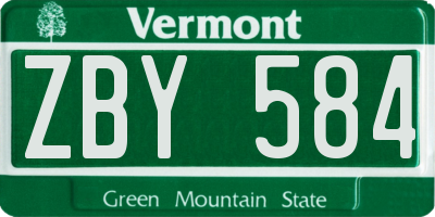 VT license plate ZBY584