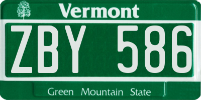 VT license plate ZBY586