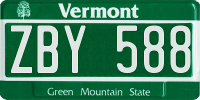 VT license plate ZBY588
