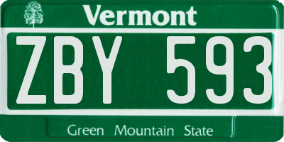 VT license plate ZBY593