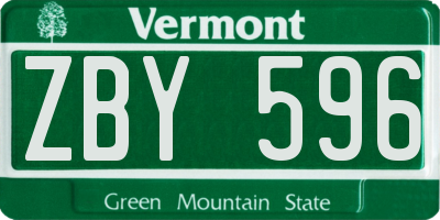 VT license plate ZBY596