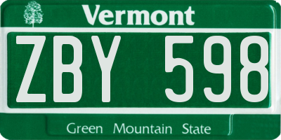 VT license plate ZBY598