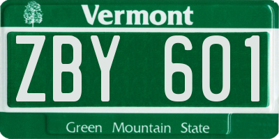 VT license plate ZBY601
