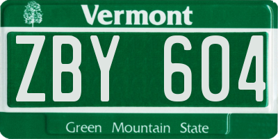 VT license plate ZBY604