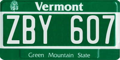VT license plate ZBY607