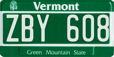 VT license plate ZBY608