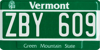 VT license plate ZBY609