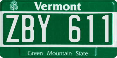 VT license plate ZBY611