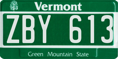 VT license plate ZBY613
