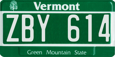 VT license plate ZBY614