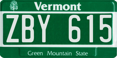 VT license plate ZBY615