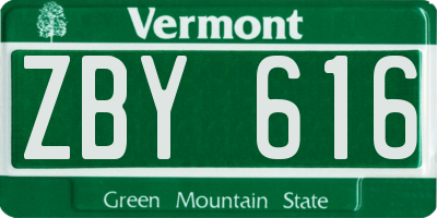 VT license plate ZBY616