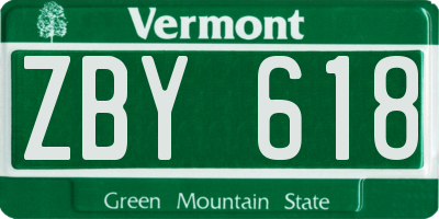 VT license plate ZBY618