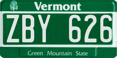 VT license plate ZBY626