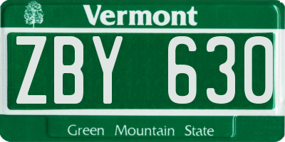 VT license plate ZBY630