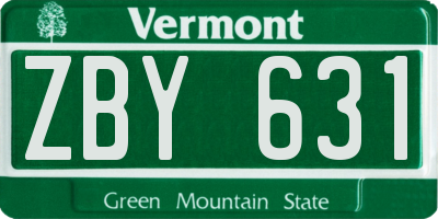 VT license plate ZBY631