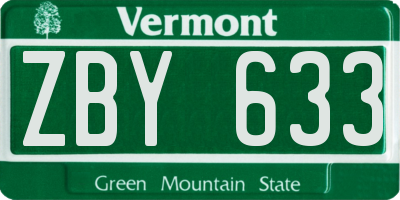 VT license plate ZBY633