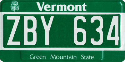 VT license plate ZBY634