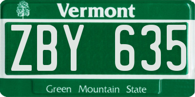 VT license plate ZBY635