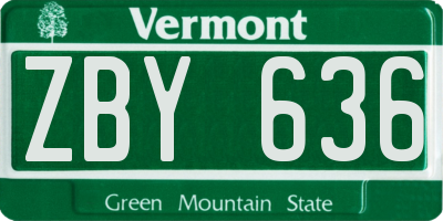 VT license plate ZBY636