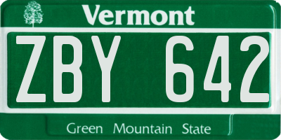 VT license plate ZBY642