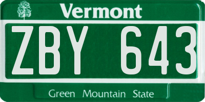 VT license plate ZBY643