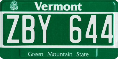 VT license plate ZBY644