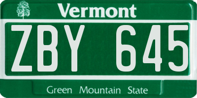 VT license plate ZBY645