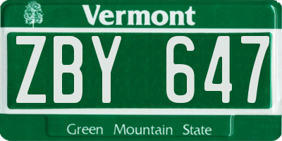 VT license plate ZBY647