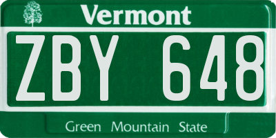 VT license plate ZBY648