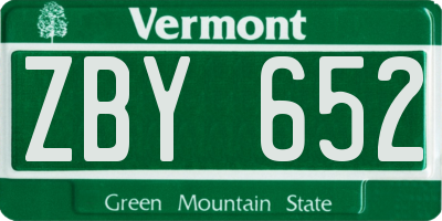VT license plate ZBY652
