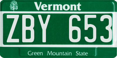 VT license plate ZBY653