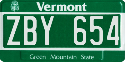VT license plate ZBY654