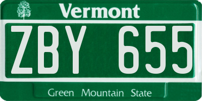 VT license plate ZBY655
