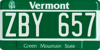 VT license plate ZBY657