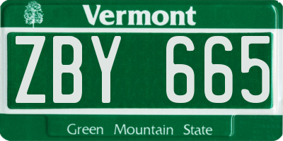 VT license plate ZBY665