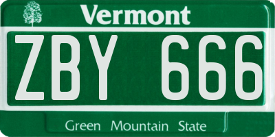 VT license plate ZBY666