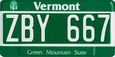 VT license plate ZBY667