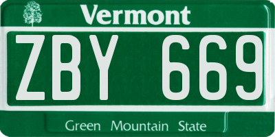 VT license plate ZBY669