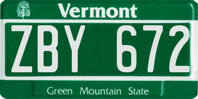 VT license plate ZBY672